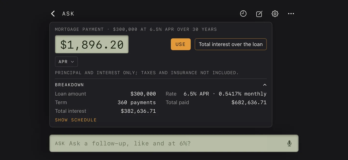 Vintage in landscape with an amortization schedule.